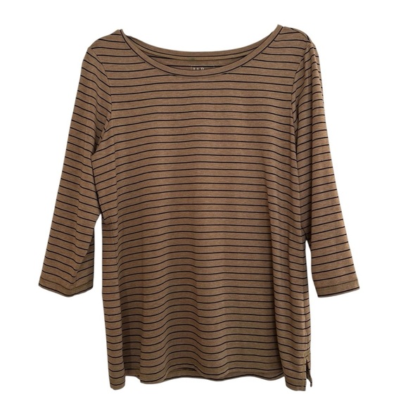 L.L. Bean Tops - L. L. Bean brown and black striped tunic super soft Tencel spandex blend Large